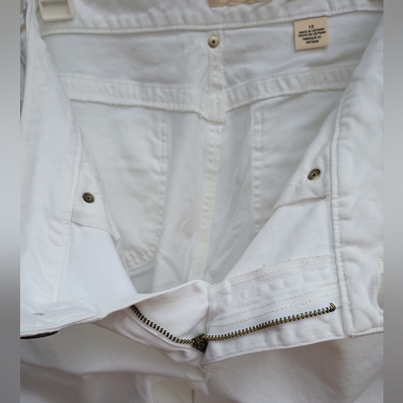 DKNY White Denim Cargo Capri Pants Cropped Stretch Jeans Sz 12 Activewear - Picture 4 of 9
